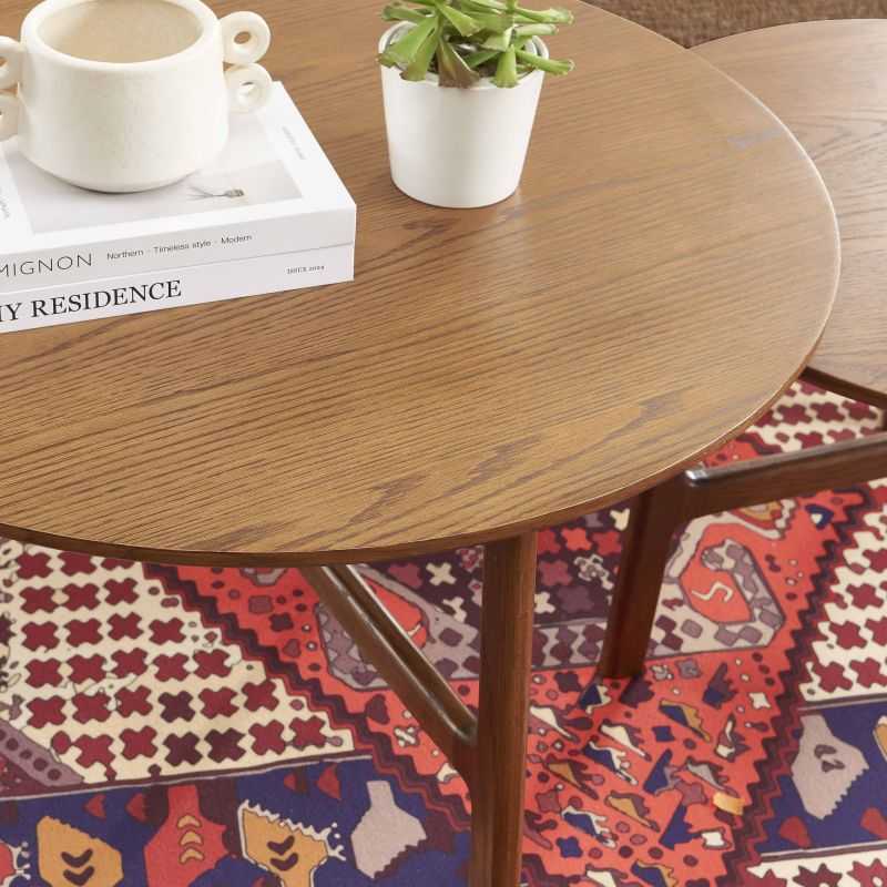 Table basse ronde DOLLY placage frêne couleur noyer 80cm