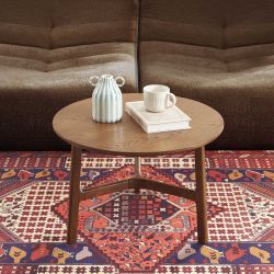 Table basse ronde DOLLY placage frêne couleur noyer 60cm