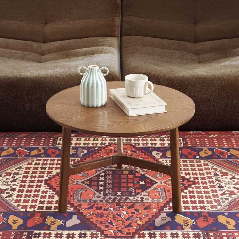 Table basse ronde DOLLY placage frêne couleur noyer 60cm