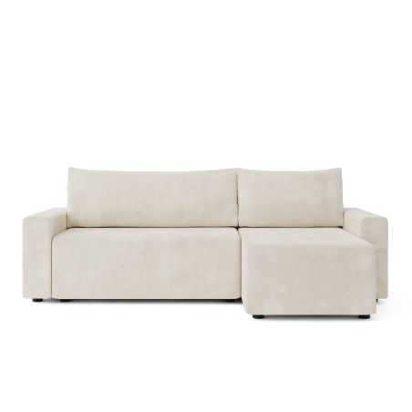 Canapé d'angle TEO convertible velours beige 4 places