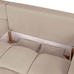 Canapé d'angle convertible et réversible COMO 4 places tissu chenille grège