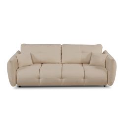 Canapé droit convertible COMO 3 places tissu chenille grège