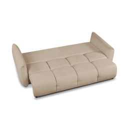 Canapé droit convertible COMO 3 places tissu chenille grège
