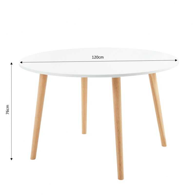 Table à manger ORATELLO laqué blanc mat 120cm