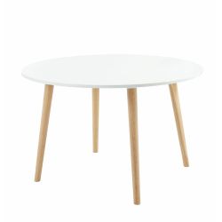 Table à manger ORATELLO laqué blanc mat 120cm