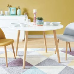 Table à manger ORATELLO laqué blanc mat 120cm