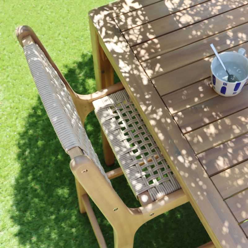 Lot de 2 tabourets de bar intérieur/extérieur KUTA bois d'acacia et corde H76 cm