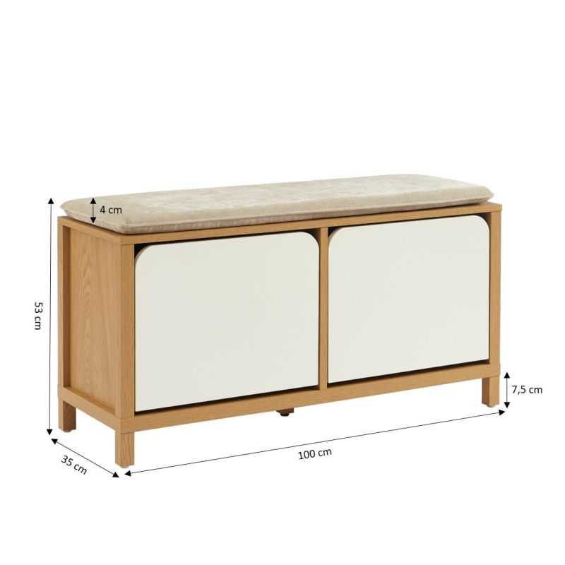 Banc à chassure KILDA blanc effet chêne