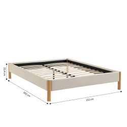 Lit BOWI tissu beige 140190 sommier inclus