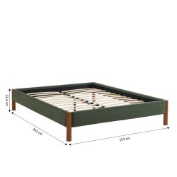 Lit BOWI tissu kaki 140190 sommier inclus