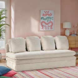 Banquette convertible NOMA 3 places velours côtelé écru