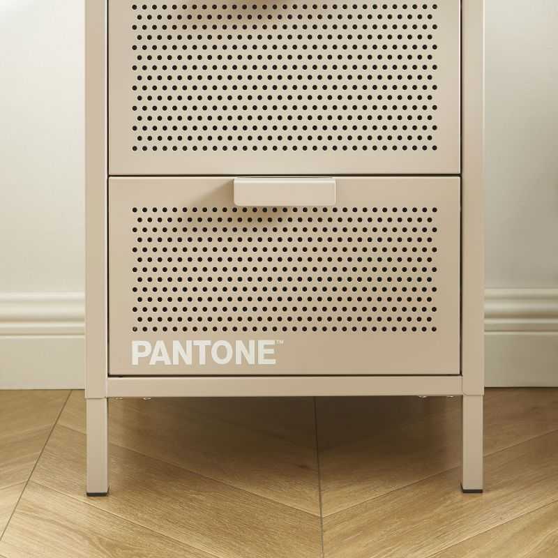 Table de chevet PANTONEmétal taupe double tiroirs 40cm