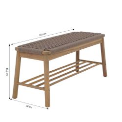 Banc TAVAO en corde marron clair