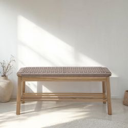 Banc TAVAO en corde marron clair