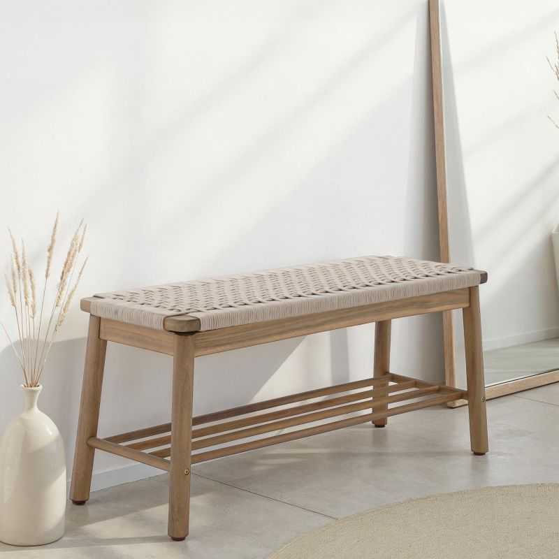 Banc TAVAO en corde beige
