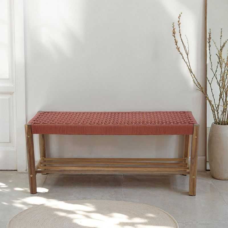 Banc TONGO en corde terracotta