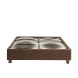 Lit coffre KORALL tissu bouclettes écru 160x200 sommier