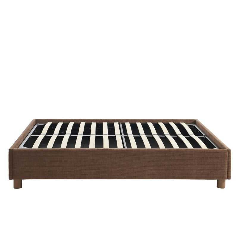 Lit coffre KORALL tissu bouclettes écru 160x200 sommier