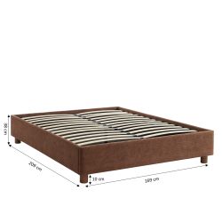 Lit coffre KORALL tissu bouclettes écru 160x200 sommier