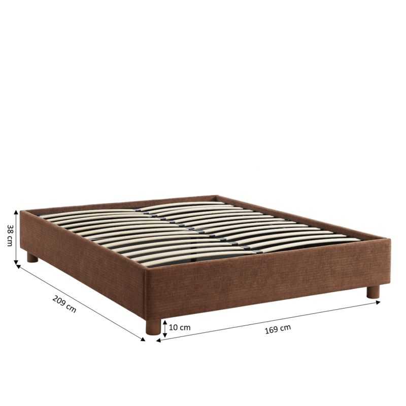 Lit coffre KORALL tissu bouclettes écru 160x200 sommier