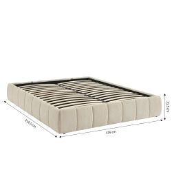 Lit coffre LAVINIA tissu beige 160x200 sommier inclus