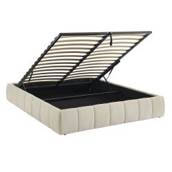 Lit coffre LAVINIA tissu beige 160x200 sommier inclus