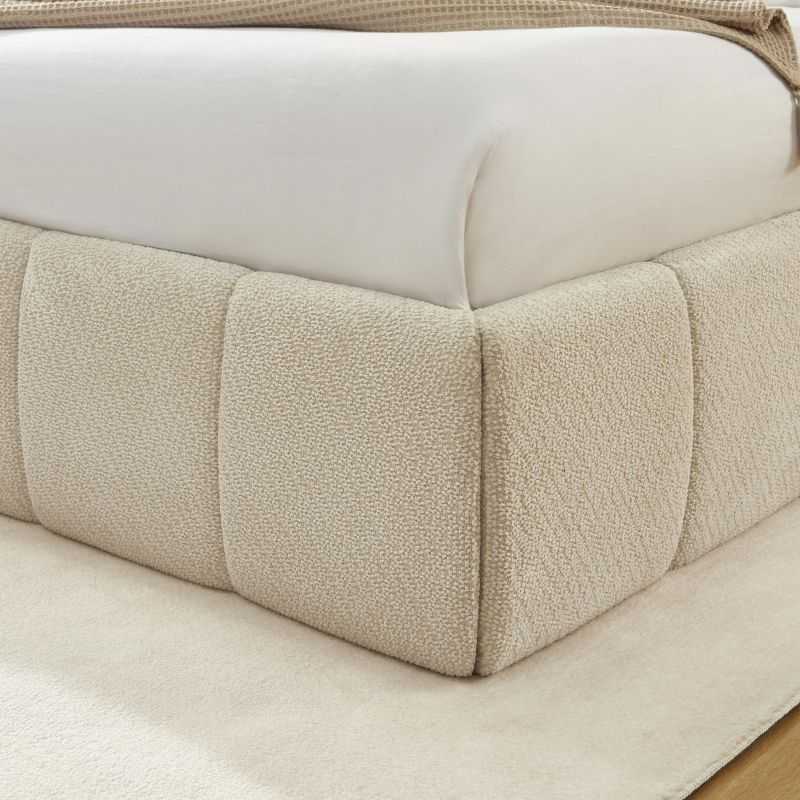 Lit coffre LAVINIA tissu beige 180x200 sommier inclus