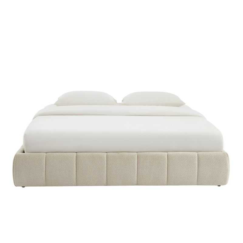 Lit coffre LAVINIA tissu beige 180x200 sommier inclus