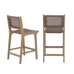 Lot de 2 tabourets de bar KUTA en corde marron clair hauteur d'assise 66 cm