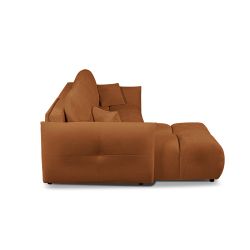 Canapé d'angle convertible et réversible COMO 4 places tissu chenille cognac