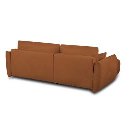 Canapé d'angle convertible et réversible COMO 4 places tissu chenille cognac