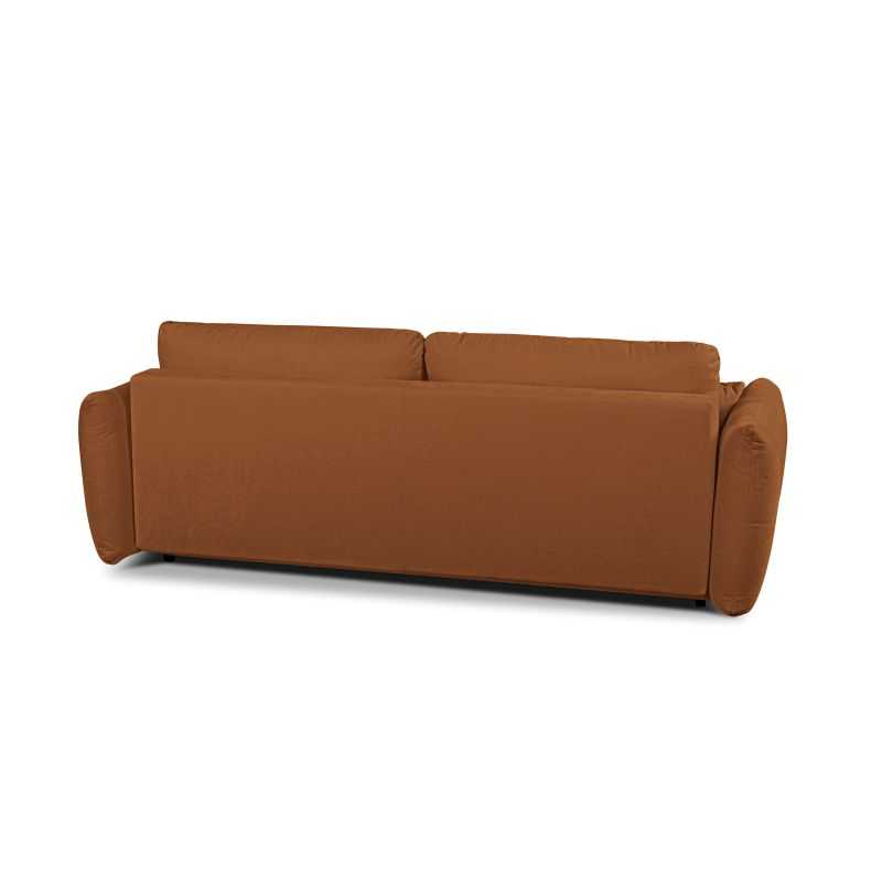 Canapé droit convertible COMO 3 places tissu chenille cognac