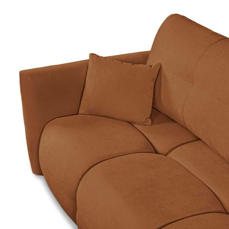 Canapé droit convertible COMO 3 places tissu chenille cognac