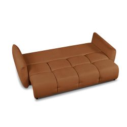 Canapé droit convertible COMO 3 places tissu chenille cognac