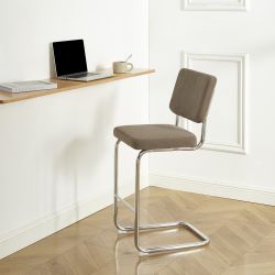 Lot de 2 tabourets mi-hauts JACK velours cotelé grège pied métal