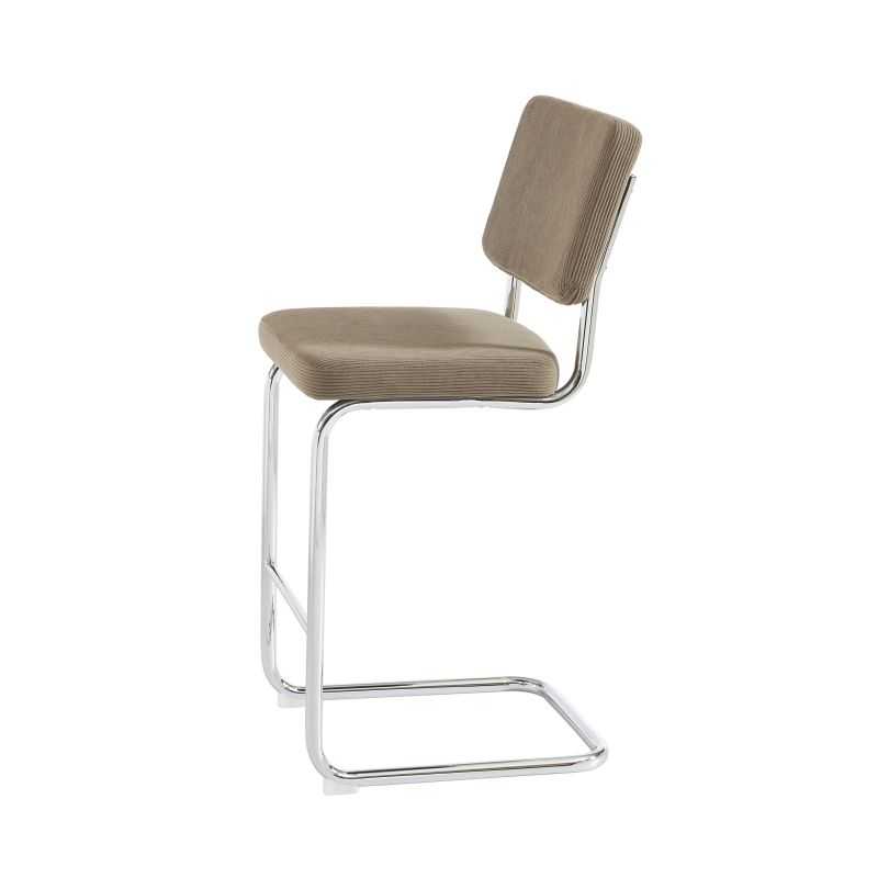 Lot de 2 tabourets mi-hauts JACK velours cotelé grège pied métal