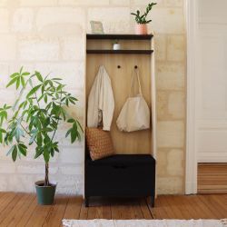 Vestiaire JAPENDI effet chêne et gris anthracite h185cm