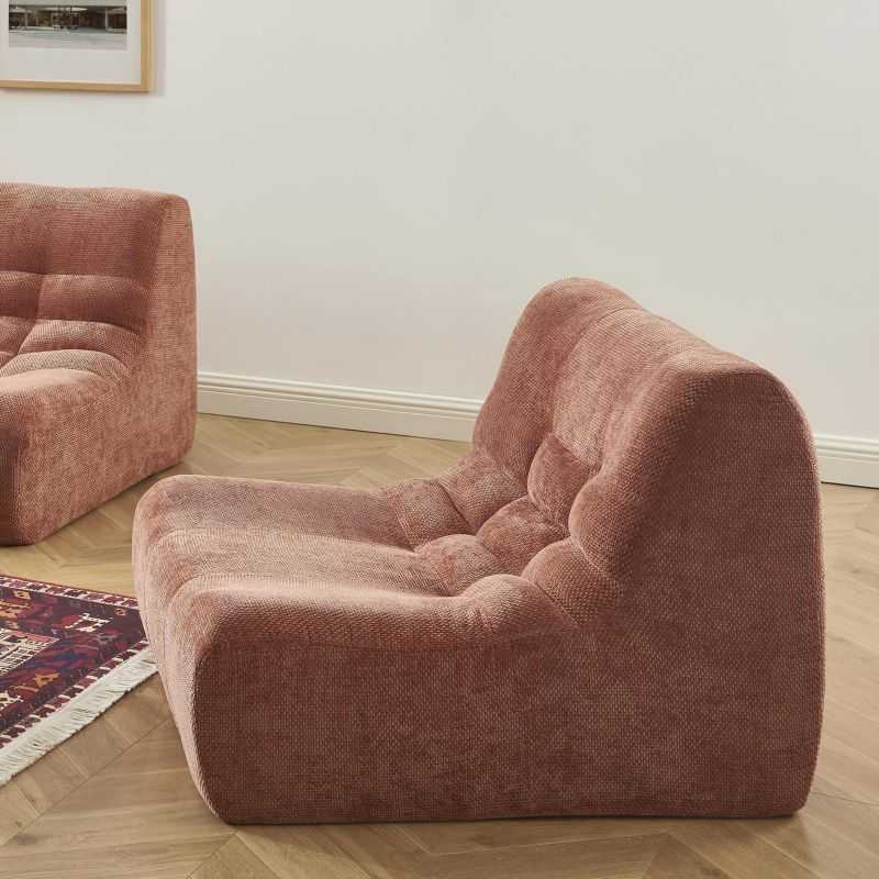 Chauffeuse JANIS modulable 1 place tissu chenille terracotta