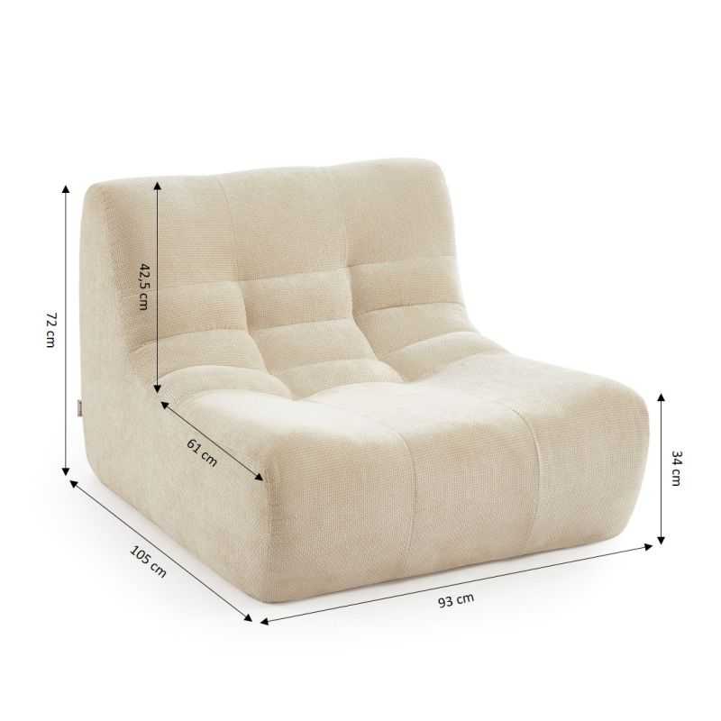 Chauffeuse JANIS modulable 1 place tissu chenille écru