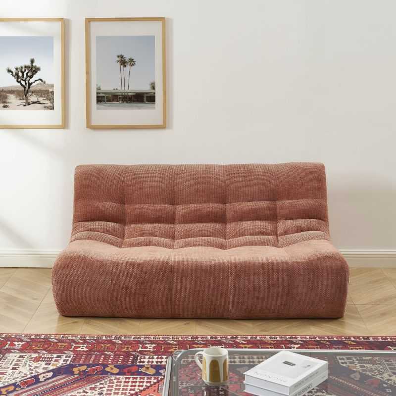 Banquette JANIS modulable 2 places tissu chenille terracotta