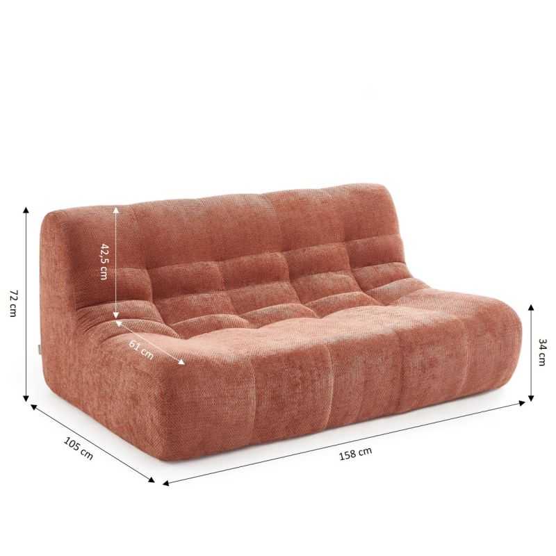 Banquette JANIS modulable 2 places tissu chenille terracotta