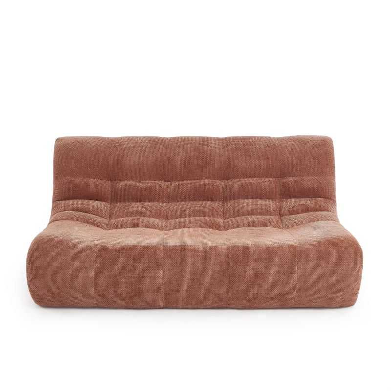 Banquette JANIS modulable 2 places tissu chenille terracotta