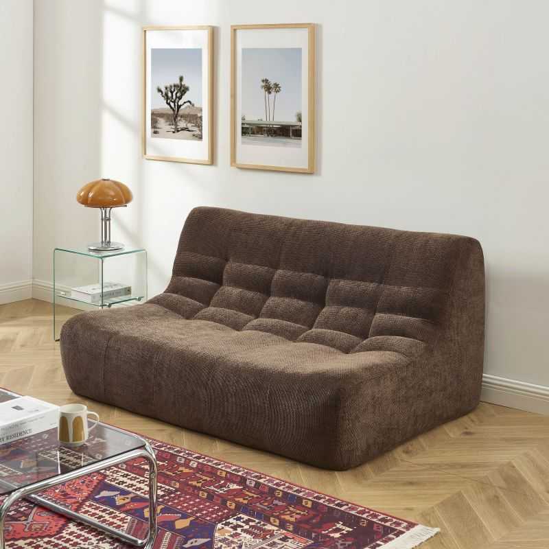 Banquette JANIS modulable 2 places tissu chenille marron