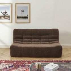 Banquette JANIS modulable 2 places tissu chenille marron