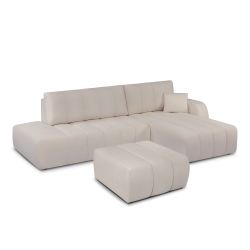 Pouf BELEM tissu chenille grège