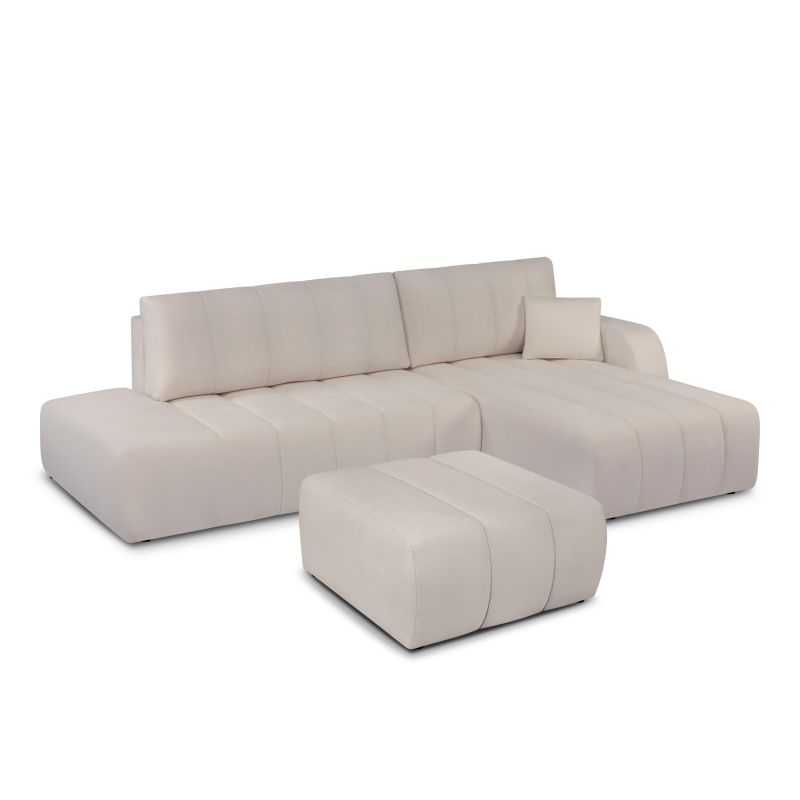 Pouf BELEM tissu chenille grège