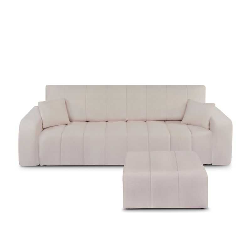 Pouf BELEM tissu chenille grège