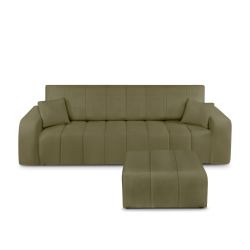Pouf BELEM tissu chenille vert kaki
