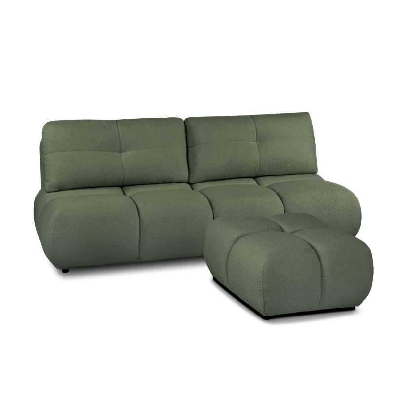 Pouf TASCA tissu bouclette vert kaki