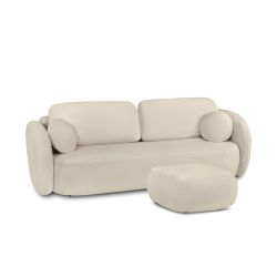 Canapé droit convertible CARLOTTA 3 places tissu bouclette grège